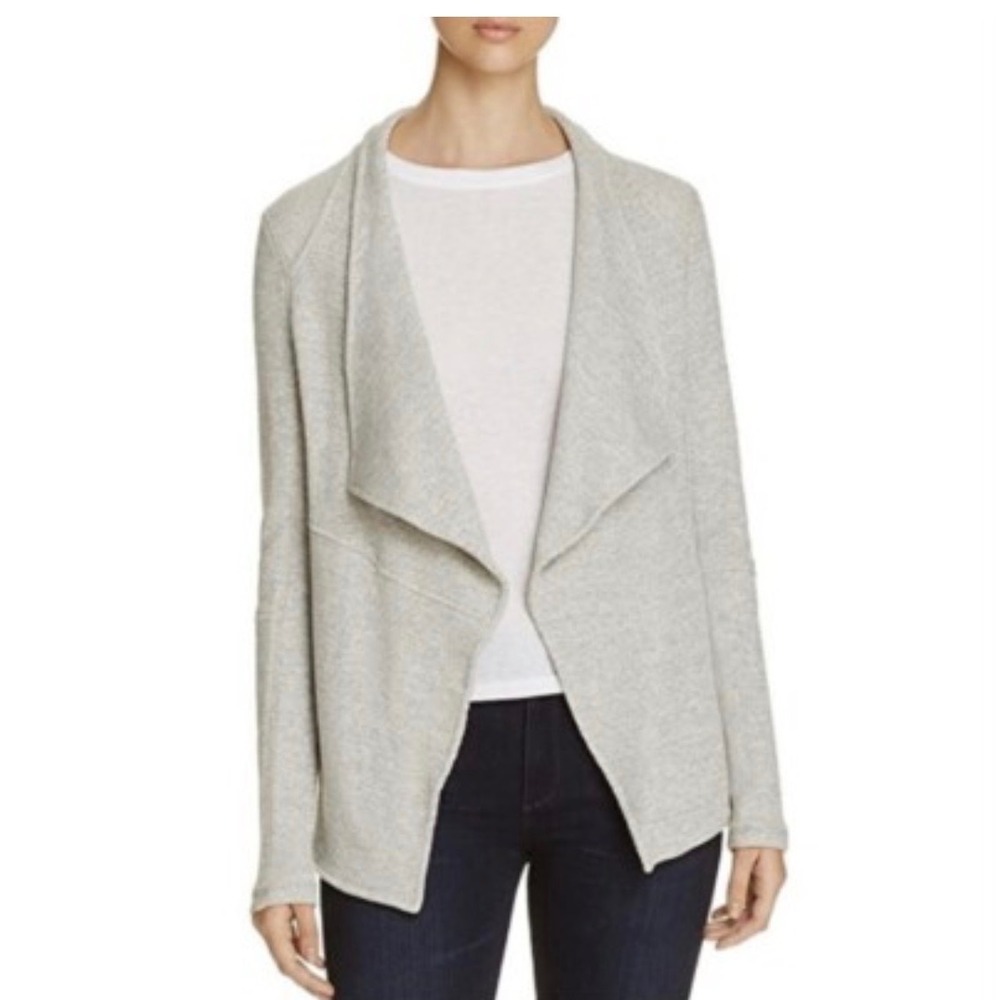 Three Dots Cardigan Women Medium Gray Minimalist Draped Open Front Waffle AF7293